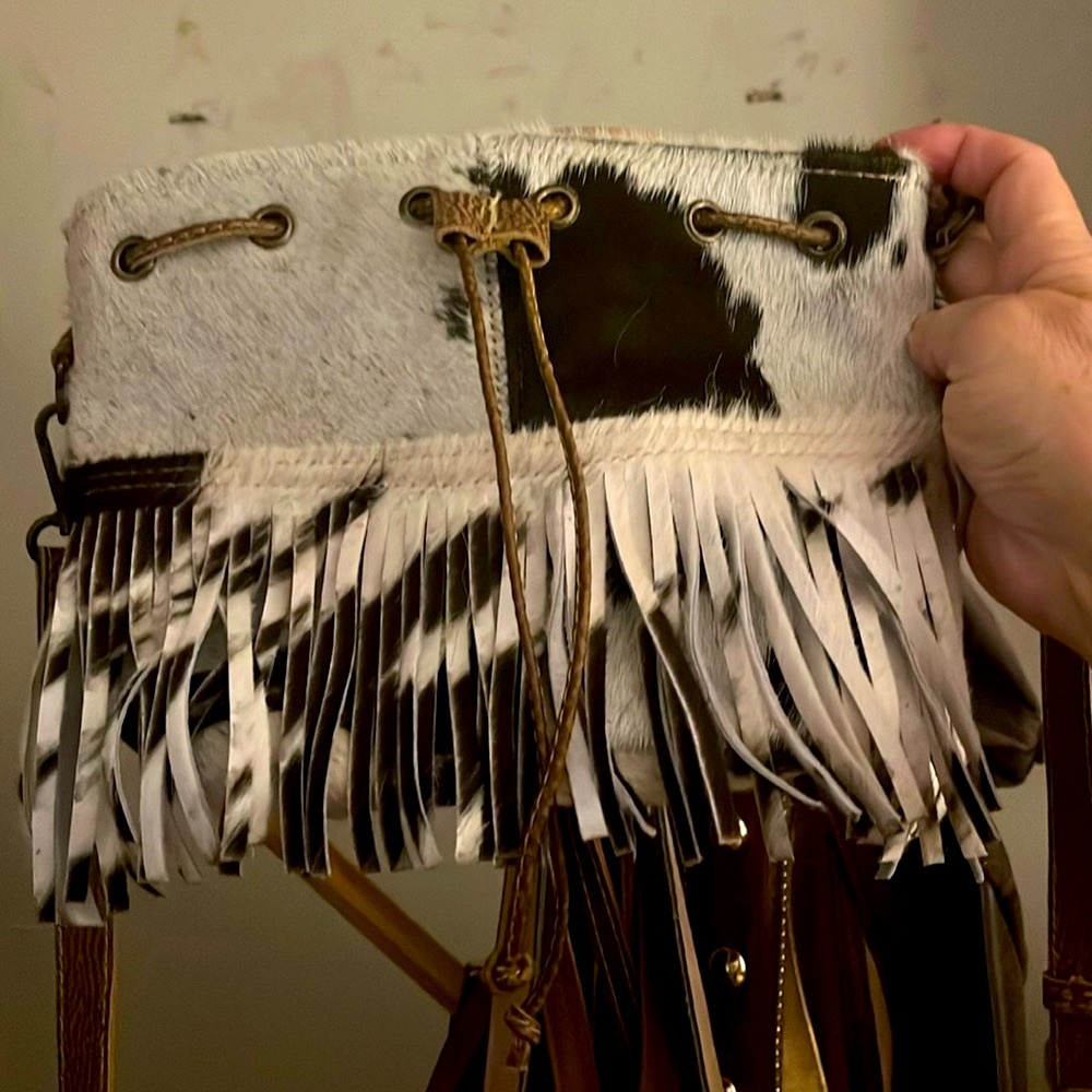 Myra Bag - perfectly sized COWHIDE, FRINGED- NWOT